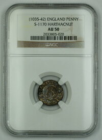 【極美品/品質保証書付】 アンティークコイン 銀貨 1035-42 England Danish Type Penny Silver Coin S-1170 HarthaCnut NGC AU-50 AKR [送料無料] #sct-wr-011201-18266