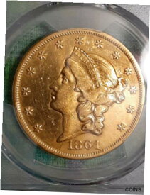 【極美品/品質保証書付】 アンティークコイン 金貨 Rare 1864 No Motto $20 Gold XX Eagle, PCGS Certified Liberty Type 1 Coin! [送料無料] #gct-wr-011201-2930