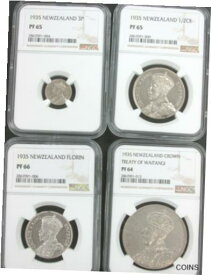 【極美品/品質保証書付】 アンティークコイン 銀貨 New Zealand 1935 Proof Set 4-Coin NGC Silver Coins Treaty of Waitangi Crown Q1F5 [送料無料] #sct-wr-011201-5474