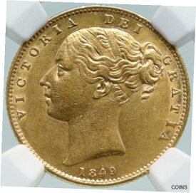 【極美品/品質保証書付】 アンティークコイン 金貨 1849 GREAT BRITAIN Antique OLD UK Queen Victoria Gold Sovereign Coin NGC i87385 [送料無料] #gct-wr-011201-5616