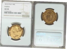 【極美品/品質保証書付】 アンティークコイン 金貨 1815 Gold Coin Parma Italy 40 Lire Duchess Maria Luigia Bust Left KM# C-32 AU50 [送料無料] #gcf-wr-011201-5642