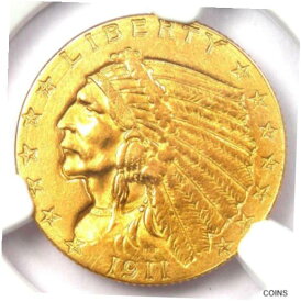 【極美品/品質保証書付】 アンティークコイン 金貨 1911-D Indian Gold Quarter Eagle $2.50 Coin - Certified NGC AU Detail - Strong D [送料無料] #gct-wr-011201-5951
