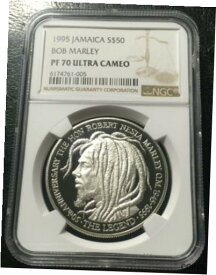 【極美品/品質保証書付】 アンティークコイン コイン 金貨 銀貨 [送料無料] Jamaica 1995 $50 Bob Marley Silver Proof Coin NGC PF70UC Top Pop 6/0