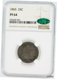 【極美品/品質保証書付】 アンティークコイン 銀貨 1865 Seated Liberty PF64 NGC 25C Philadelphia Minted Silver Coin [送料無料] #sct-wr-011201-6948