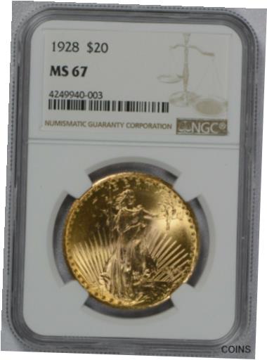 アンティークコイン 金貨 1928 $20 MS 67 NGC Gold Double Eagle Saint