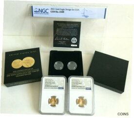 【極美品/品質保証書付】 アンティークコイン コイン 金貨 銀貨 [送料無料] 2021 W Eagle 1/10oz Gold Proof 2-Coin Set Designer Edition NGC PF70 UC FR # 2449