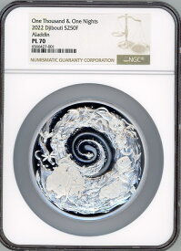 【極美品/品質保証書付】 アンティークコイン コイン 金貨 銀貨 [送料無料] ALADDIN 1001 NIGHTS 5 Oz Silver Coin 250 Francs Djibouti 2022 NGC 70 FR