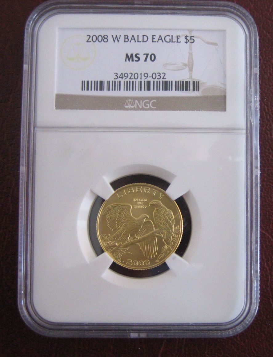 【極美品/品質保証書付】 アンティークコイン コイン 金貨 銀貨 [送料無料] 2008-W $5 NGC MS70 Bald Eagle mint state gold commemorative coin：金銀プラチナ ワールドリソース