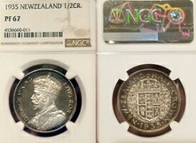 【極美品/品質保証書付】 アンティークコイン 硬貨 New Zealand 1935 Half Crown Extremely Rare Gem Proof NGC Pf 67 Mintage 364 coins [送料無料] #oct-wr-011201-15700