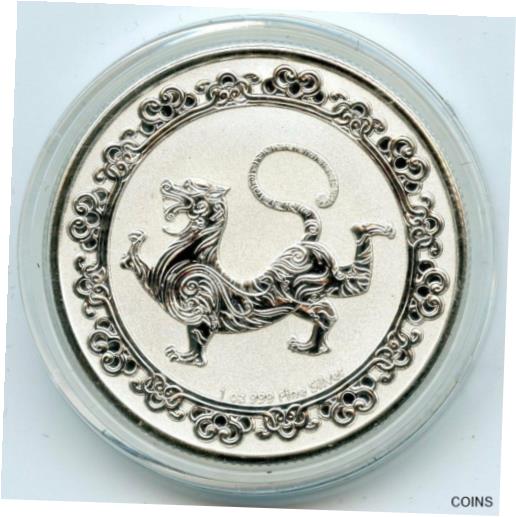 アンティークコイン コイン 金貨 銀貨 [送料無料] 2019 White Tiger 999 Silver 1 oz Coin $2 Celestial Animals Niue w/ Capsule BX322