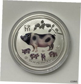 【極美品/品質保証書付】 アンティークコイン コイン 金貨 銀貨 [送料無料] Australia Perth Mint 2019 Lunar Chinese Pig Zodiac Colorized Silver Coin 1oz