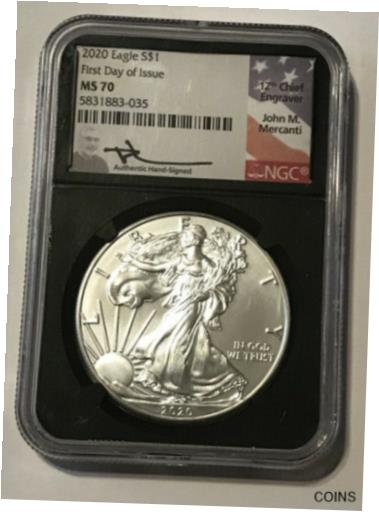 【極美品/品質保証書付】 アンティークコイン コイン 金貨 銀貨 [送料無料] 2020 American Silver Eagle Coin (NGC MS 70 First Day of Issue) - Mercanti Signed：金銀プラチナ ワールドリソース
