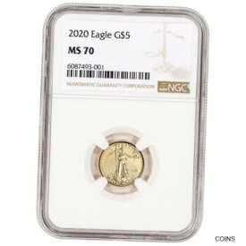 【極美品/品質保証書付】 アンティークコイン コイン 金貨 銀貨 [送料無料] 2020 American Gold Eagle 1/10 oz $5 - NGC MS70