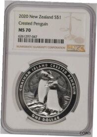 【極美品/品質保証書付】 アンティークコイン コイン 金貨 銀貨 [送料無料] 2020 New Zealand $1 - Chatham Island Crested Penguin - NGC MS70