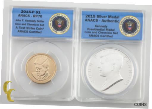アンティークコイン コイン 金貨 銀貨 [送料無料] 2015 Kennedy Coin & Chronicle Set: Dollar & Silver Medal ANACS Graded RP-70のサムネイル
