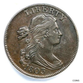 【極美品/品質保証書付】 アンティークコイン 硬貨 1803 S-249 R-2 ANACS AU 50 Details 100/000 Draped Bust Large Cent Coin 1c [送料無料] #ocf-wr-011272-2020