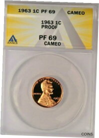 【極美品/品質保証書付】 アンティークコイン コイン 金貨 銀貨 [送料無料] 1963 Lincoln Memorial Cent Proof ANACS PF 69 CAMEO RED / PR69CAM Near DCAM Coin