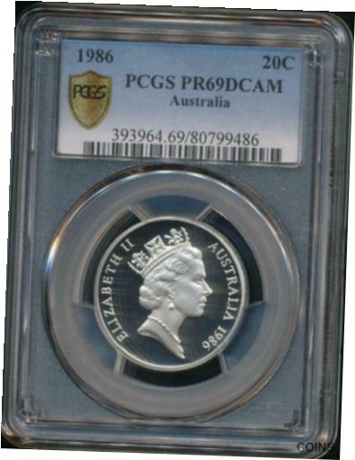 アンティークコイン コイン 金貨 銀貨 [送料無料] Australia 1986 Twenty Cents 20c Elizabeth II - PCGS PR69DCAM (Proof)