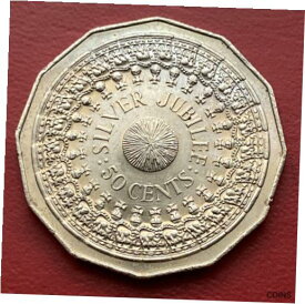 【極美品/品質保証書付】 アンティークコイン 銀貨 1977 AUSTRALIAN 50 CENT COIN SILVER JUBILEE QEII 25th ANNIV HIGH GRADE Lot 5731 [送料無料] #scf-wr-011274-2340