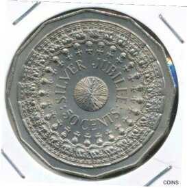 【極美品/品質保証書付】 アンティークコイン 銀貨 Australia 1977 Fifty Cents 50c Elizabeth II (Silver Jubilee) (E22528) [送料無料] #sof-wr-011274-3494