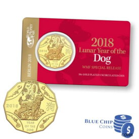 【極美品/品質保証書付】 アンティークコイン コイン 金貨 銀貨 [送料無料] 2018 UNC 50c Year Of The Dog Gold Plated Coin On Card WMF