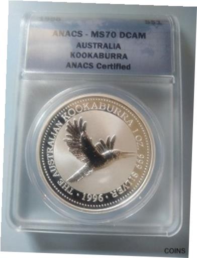 アンティークコイン コイン 金貨 銀貨 [送料無料] 1996 1oz Australia Silver Kookaburra Coin - ANACS MS-70 DCAMのサムネイル