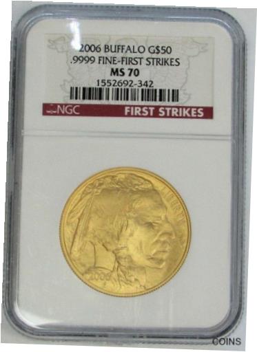 アンティークコイン 金貨 2006 GOLD USA BUFFALO $50 1 OZ COIN NGC MINT STATE 70 FIRST STRIKE [送料無料] #gct-wr-011641-264