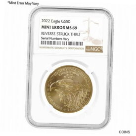 【極美品/品質保証書付】 アンティークコイン 金貨 2022 1 oz Gold American Eagle NGC MS 69 Mint Error (Rev Struck Thru) [送料無料] #got-wr-011749-1167