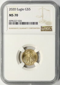 【極美品/品質保証書付】 アンティークコイン コイン 金貨 銀貨 [送料無料] 2020 Gold American Eagle $5 NGC MS70 1/10 oz