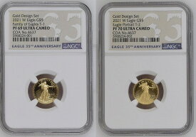 【極美品/品質保証書付】 アンティークコイン コイン 金貨 銀貨 [送料無料] 2021 1/10 oz Gold Eagle Two-Coin Design Set NGC PF 69 & 70 + COA #4637