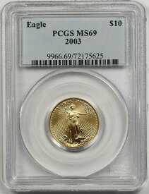 【極美品/品質保証書付】 アンティークコイン コイン 金貨 銀貨 [送料無料] 2003 Gold Eagle $10 NGC MS 69 (Quarter-Ounce) 1/4 oz Fine Gold