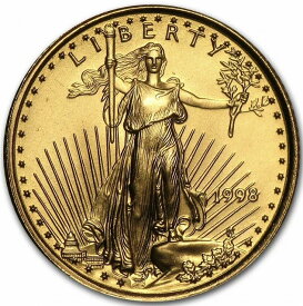 【極美品/品質保証書付】 アンティークコイン コイン 金貨 銀貨 [送料無料] 1998 Five Dollar American Gold Eagle 1/10 oz Gold Coin.