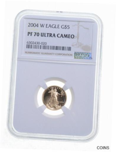 【極美品/品質保証書付】 アンティークコイン コイン 金貨 銀貨 [送料無料] PF70 UCAM 2004-W $5 American Gold Eagle - Graded NGC *5833｜金銀プラチナ　ワールドリソース