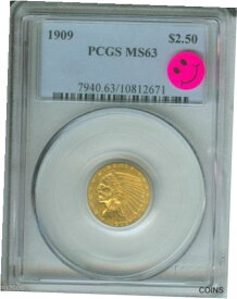 【極美品/品質保証書付】 アンティークコイン 金貨 1909 $2.5 INDIAN PCGS MS63 GOLD MS-63 PREMIUM QUALITY P.Q. Looks undergraded !!! [送料無料] #got-wr-011764-115