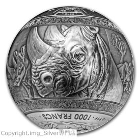 【極美品/品質保証書付】 アンティークコイン 銀貨 2022 Djibouti 1 kilo Silver Big Five of Africa Rhino Spherical - SKU#250202 [送料無料] #sof-wr-011784-304