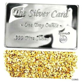 【極美品/品質保証書付】 アンティークコイン コイン 金貨 銀貨 [送料無料] 1 TROY OZ PYRONET .999 THE SILVER CARD BU + 10 PIECE ALASKAN PURE GOLD NUGGETS