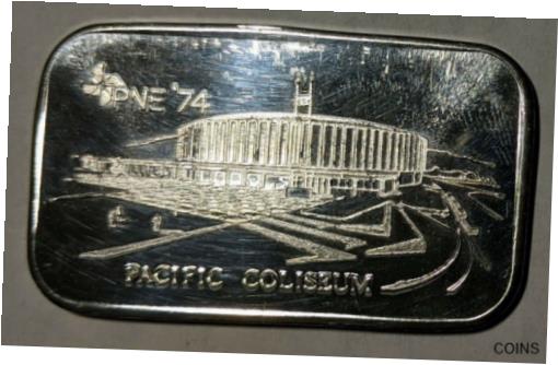 アンティークコイン コイン 金貨 銀貨 [送料無料] 1 OZ Bar 999 Silver PNA 1974 Pacific Coliseum Serial #00705のサムネイル