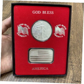 【極美品/品質保証書付】 アンティークコイン コイン 金貨 銀貨 [送料無料] Silvertowne God Bless America American Flag "Freedom" Silver Bar & 2020 Eagle-
