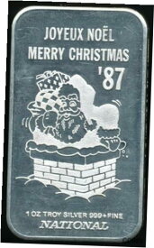 【極美品/品質保証書付】 アンティークコイン コイン 金貨 銀貨 [送料無料] 1987 Joyeux Noel / Merry Christmas 1 Oz. .999 Fine Silver Bar By National