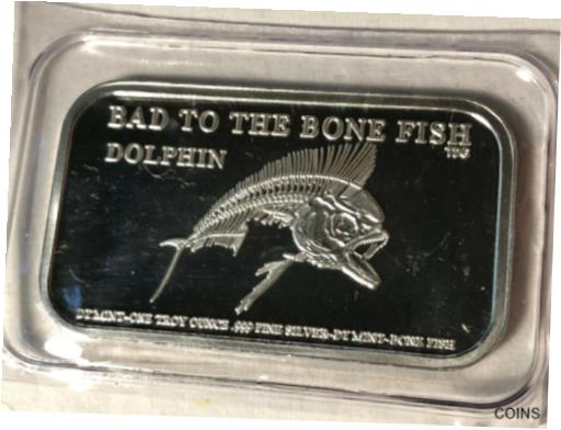 【極美品/品質保証書付】 アンティークコイン コイン 金貨 銀貨 [送料無料] Bad to the Bone Fish, Dolphin 1 Ounce .999 Silver Art Bar Sealed：金銀プラチナ ワールドリソース