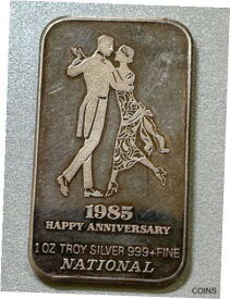【極美品/品質保証書付】 アンティークコイン コイン 金貨 銀貨 [送料無料] Rare 1985 Happy Anniversary National Silver Art Bar 1 OZ .999 Fine Silver Ingot