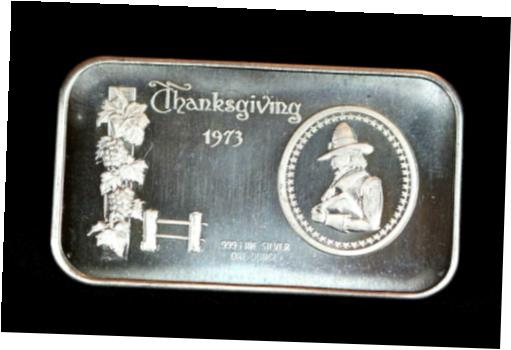 アンティークコイン コイン 金貨 銀貨 [送料無料] Vintage Thanksgiving Pilgrim 1 oz .999 Madison Mint 1973 Fine Silver Art Bar!