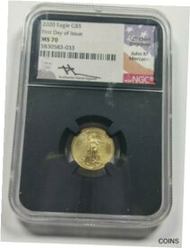 【極美品/品質保証書付】 アンティークコイン コイン 金貨 銀貨 [送料無料] 2020 W Gold American Eagle $5 1/10 oz MERCANTI NGC MS 70 FDOI 1 of Only 250!!!