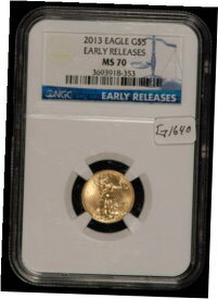 【極美品/品質保証書付】 アンティークコイン コイン 金貨 銀貨 [送料無料] 2013 G$5 1/10 oz Gold American Eagle - Early Release - NGC MS 70 - SKU-G1640