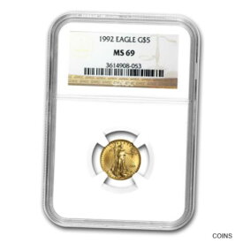 【極美品/品質保証書付】 アンティークコイン コイン 金貨 銀貨 [送料無料] 1992 1/10 oz Gold American Eagle MS-69 NGC