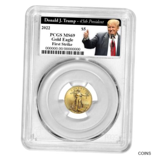 アンティークコイン コイン 金貨 銀貨 [送料無料] 2022 $5 American Gold Eagle 1/10 oz PCGS MS69 FS Trump 45th President Labelのサムネイル