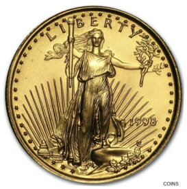 【極美品/品質保証書付】 アンティークコイン コイン 金貨 銀貨 [送料無料] 1998 Five Dollar American Gold Eagle 1/10 oz Gold Coin.