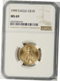 【極美品/品質保証書付】 アンティークコイン コイン 金貨 銀貨 [送料無料] 1999 Gold American Eagle $10 1/4oz NGC MS69