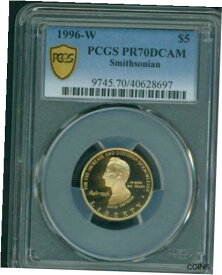 【極美品/品質保証書付】 アンティークコイン コイン 金貨 銀貨 [送料無料] 1996-W $5 GOLD SMITHSONIAN COMMEMORATIVE PCGS PR70 PR-70 PROOF PF70 BEAUTIFUL-
