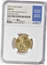 【極美品/品質保証書付】 アンティークコイン コイン 金貨 銀貨 [送料無料] 2017 $10 1/4 oz American Gold Eagle NGC MS70 Mercanti From Mint Sealed Box #1